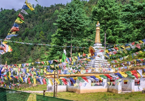 Arunachal Pradesh tour package with prayer flags and mountain pass